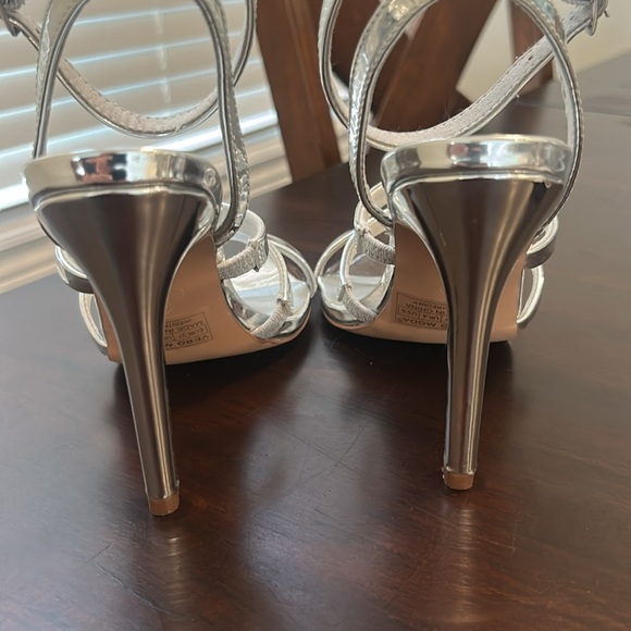 VERA MODA Becca Ankle Strap Pin Heel Open Toe Stilettos Sandals Silver - Picture 8 of 16